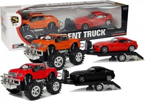 Picture of Lean Sport Zestaw Pojazdów Monster Truck Czerwony Laweta 58 cm