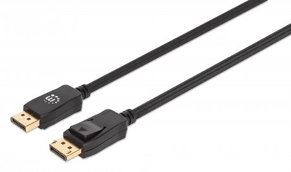 Picture of Manhattan DisplayPort 1.4 Cable, 8K@60hz, 3m, Braided Cable, Male to Male, Equivalent to Startech DP14MM3M, With Latches, Fully Shielded, Black, Lifetime Warranty, Polybag