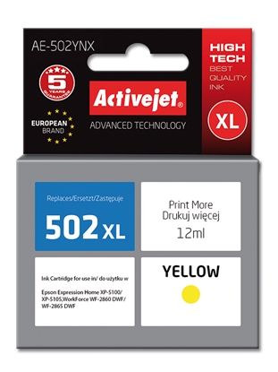 Изображение Activejet AE-502YNX ink (replacement for Epson 502XL W44010; Supreme; 12 ml; yellow)