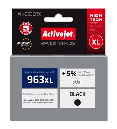 Picture of Activejet AH-963BRX Ink Cartridge (replacement for HP 963XL 3JA30AE; Premium; 2100 pages; 50 ml, black)