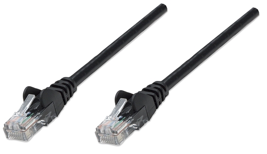 Picture of Intellinet Network Patch Cable, Cat5e, 20m, Black, CCA, U/UTP, PVC, RJ45, Gold Plated Contacts, Snagless, Booted, Lifetime Warranty, Polybag