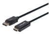 Picture of Manhattan DisplayPort 1.1 to HDMI Cable, 1080p@60Hz, 3m, Male to Male, DP With Latch, Black, Not Bi-Directional, Three Year Warranty, Polybag