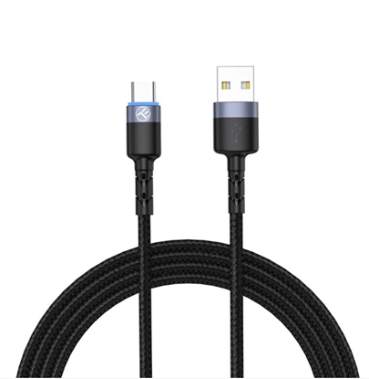 Attēls no Tellur Data Cable USB to Type-C LED Nylon Braided 1.2m Black