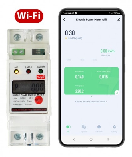 Изображение Wi-Fi vienfāzes elektroenerģijas skaitītājs iOS, Android | Iesl./Izsl. Relejs | 230V, 60A