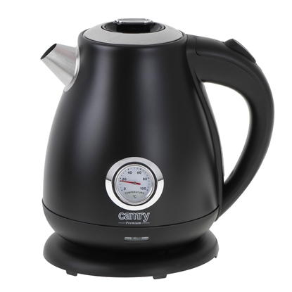 Attēls no Camry | Kettle with a thermometer | CR 1344 | Electric | 2200 W | 1.7 L | Stainless steel | 360° rotational base | Black