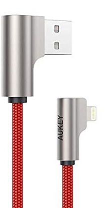 Изображение CB-AL01 Red OEM nylonowy kabel USB - Lightning | 2m | wtyki 90 stopni | certyfikat MFi