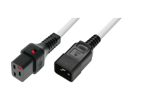 Picture of Kabel zasilający serwerowy blokada IEC LOCK 3x1,5mm2 C20 prosty/C19 prosty M/Ż 2m biały