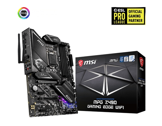 Изображение MSI MPG Z490 GAMING EDGE WIFI Motherboard 'ATX, LGA1200, DDR4, LAN, 802.11ax WiFi 6 + Bluetooth 5.1, USB 3.2, Lightning USB, Type C, M.2, RGB, DisplayPort, HDMI, Gen 4 Ready, 10th Gen Intel Core'