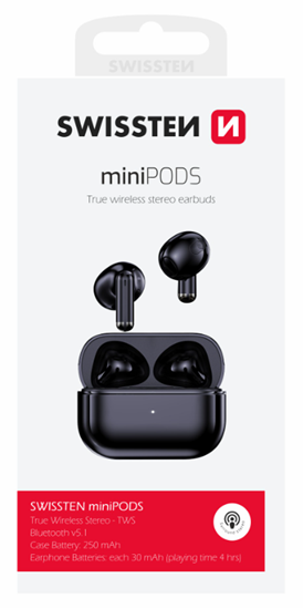 Изображение Swissten TWS Mini Podss Bluetooth Stereo Earbuds with Microphone