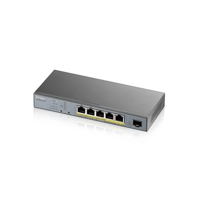 Изображение Zyxel GS1350-6HP-EU0101F network switch Managed L2 Gigabit Ethernet (10/100/1000) Power over Ethernet (PoE) Grey