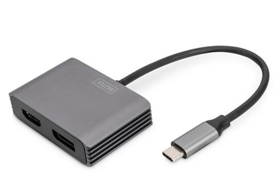 Изображение DIGITUS Adapter USB-C St. -> HDMI Bu. / DP Bu. 4K/30Hz 20cm