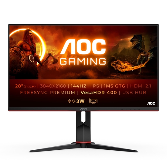 Изображение AOC G2 U28G2XU2/BK LED display 71.1 cm (28") 3840 x 2160 pixels 4K Ultra HD Black, Red