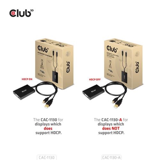 Picture of CLUB3D Mini DisplayPort to Dual Link DVI, HDCP OFF version for Apple Cinema Displays Active Adapter