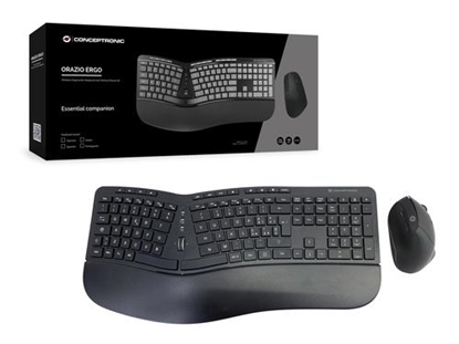 Picture of Conceptronic ORAZIO ERGO Wireless Ergonomic Keyboard & Mouse Kit, Italian layout