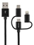 Attēls no Deltaco IPLH-584 USB cable 1 m USB 2.0 USB A USB C/Micro-USB B/Lightning Black