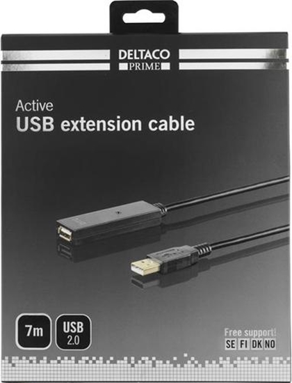 Picture of Deltaco USB2-EX7M USB cable 7 m USB 2.0 USB A Black