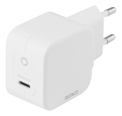 Изображение Zasilacz do laptopa Deltaco DELTACO USB-C sieninis įkroviklis 30 W su PD ir GaN technologija, baltas USBC-GAN01