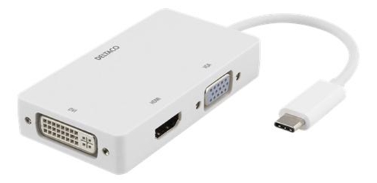 Изображение Adapteris DELTACO USB-C - 4K HDMI, DVI, VGA, baltas / USBC-HDMI15