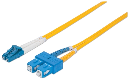 Picture of Intellinet Fiber Optic Patch Cable, OS2, LC/SC, 3m, Yellow, Duplex, Single-Mode, 9/125 µm, LSZH, Fibre, Lifetime Warranty, Polybag