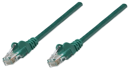 Attēls no Intellinet Network Patch Cable, Cat6, 1m, Green, CCA, U/UTP, PVC, RJ45, Gold Plated Contacts, Snagless, Booted, Lifetime Warranty, Polybag
