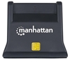 Изображение Manhattan USB-A Smart/SIM Card Reader, 480 Mbps (USB 2.0), Desktop Standing, Friction Type compatible, Hi-Speed USB, Cable 86cm, Black, Three Year Warranty, Blister