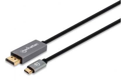 Изображение Manhattan USB-C to DisplayPort 1.4 Cable, 8K@60Hz, 3m, Male to Male, Black, Three Year Warranty, Polybag