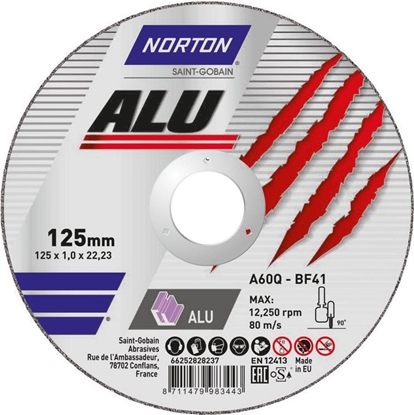 Attēls no Norton Clipper tarcza Vulcan do aluminium 125mm x 1.0mm x 22.2mm T41 A60Q (66252828237)