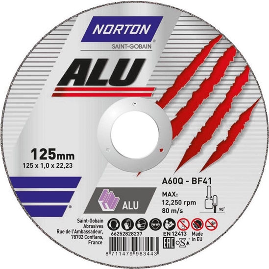 Изображение Norton Clipper tarcza Vulcan do aluminium 125mm x 1.0mm x 22.2mm T41 A60Q (66252828237)