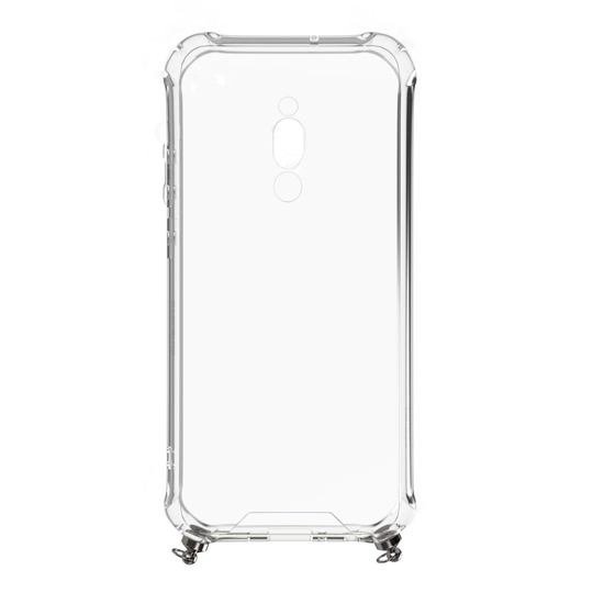 Picture of Xiaomi Redmi 8 Silicone TPU Transparent with Necklace Strap Silver