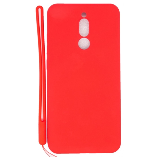 Picture of Xiaomi Redmi 8 Soft Touch Silicone Case with Strap Red