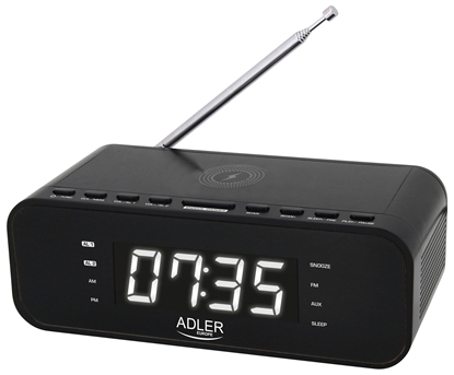 Picture of Adler | Alarm Clock with Wireless Charger | AD 1192B | Alarm function | W | AUX in | Black