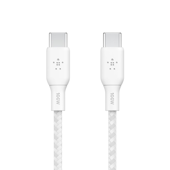 Picture of Belkin braided USB-C/USB-C Cable 100W 3m white CAB014bt3MWH