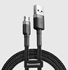 Изображение USB cable Baseus Cafule, microUSB, 1.0m, 2.4A, grey-black CAMKLF-BG1