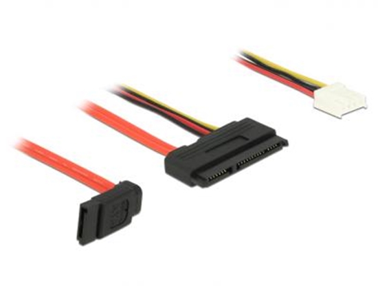 Изображение Cable SATA 6 Gbs 7 pin receptacle + Floppy 4 pin power receptacle (5 V + 12 V)  SATA 22 pin receptacle straight 30 cm