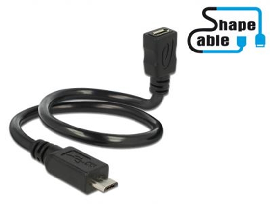 Picture of Cable USB 2.0 Micro-B male  USB 2.0 Micro-B female OTG ShapeCable 0.35 m