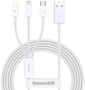 Изображение Cable Baseus Superior, USB to microUSB+Lightning+Type-C, 3.5A, 1.5m, white, CAMLTYS-0