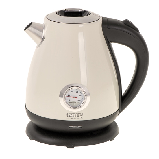 Picture of Camry | Kettle with a thermometer | CR 1344 | Electric | 2200 W | 1.7 L | Stainless steel | 360° rotational base | Cream