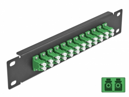 Attēls no Delock 10″ Fiber Optic Patch Panel 12 Port LC Duplex green 1U black