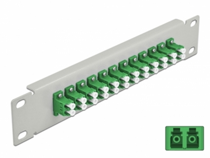 Attēls no Delock 10″ Fiber Optic Patch Panel 12 Port LC Duplex green 1U grey