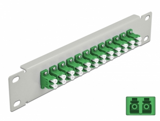 Picture of Delock 10″ Fiber Optic Patch Panel 12 Port LC Duplex green 1U grey