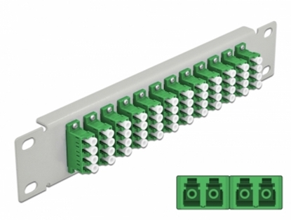 Attēls no Delock 10″ Fiber Optic Patch Panel 12 Port LC Quad green 1U grey