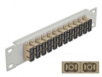 Attēls no Delock 10″ Fiber Optic Patch Panel 12 Port SC Duplex beige 1U grey