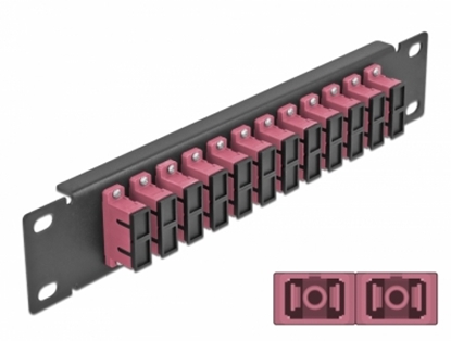 Attēls no Delock 10″ Fiber Optic Patch Panel 12 Port SC Duplex violet 1U black