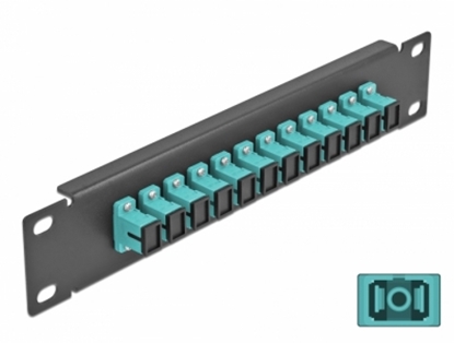 Attēls no Delock 10″ Fiber Optic Patch Panel 12 Port SC Simplex aqua 1U black