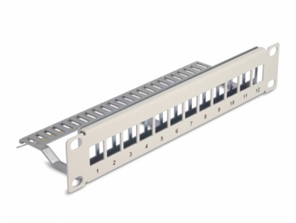 Attēls no Delock 10″ Keystone Patch Panel 12 port with strain relief 1U grey