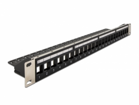 Изображение Delock 19″ Keystone Patch Panel 24 port with strain relief black