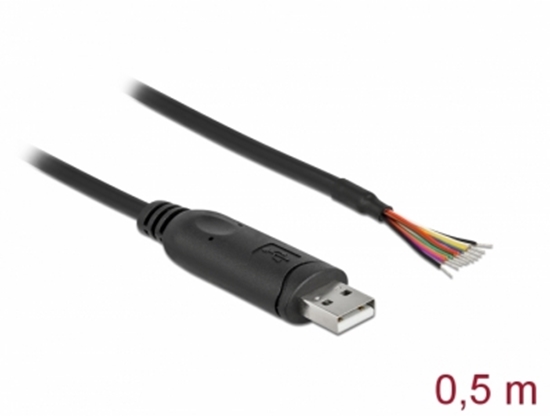 Picture of Delock Adapter cable USB 2.0 Type-A to Serial RS-232 with 9 open wires + Shielding 0.5 m