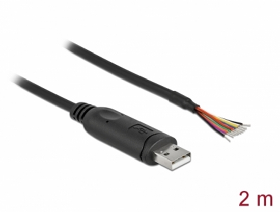 Picture of Delock Adapter cable USB 2.0 Type-A to Serial RS-232 with 9 open wires + Shielding 2 m