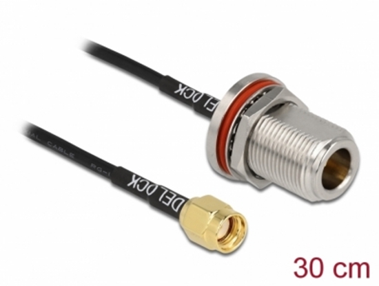 Picture of Delock Antenna Cable RP-SMA plug to N jack RG-174 30 cm