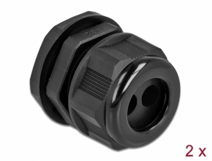 Attēls no Delock Cable Gland PG21 for round cable with two cable entries black 2 pieces